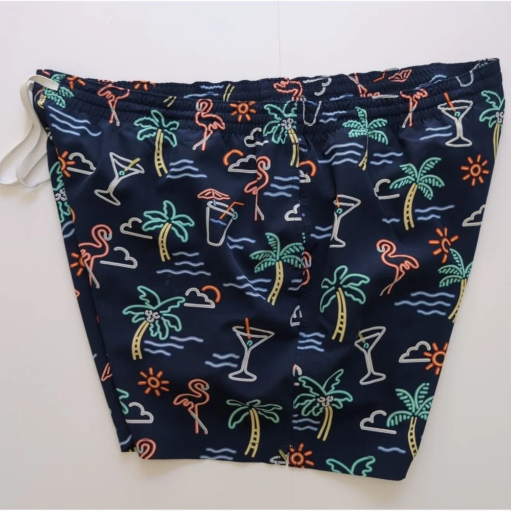 Chubbies The Neon Lights Swim Trunks Mens 3XL Navy Flamingo Palm Tree Stretch